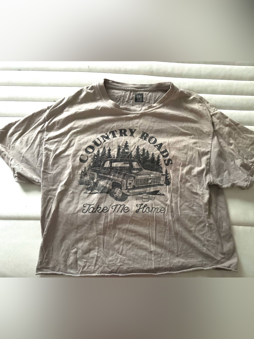 Taupe 'Country Roads' Graphic Crop Top - Women